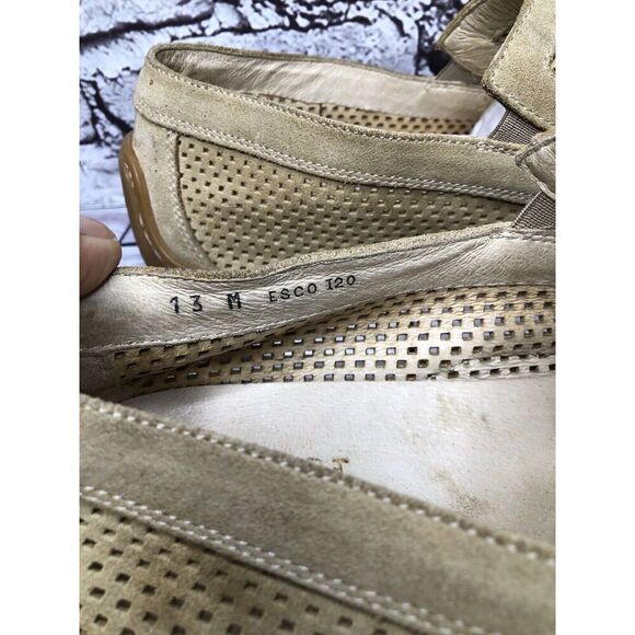 Donald J PLINER Esco Tan Suede Perforated Driving Moccasin Loafers Shoes Men 13M - Picture 6 of 16